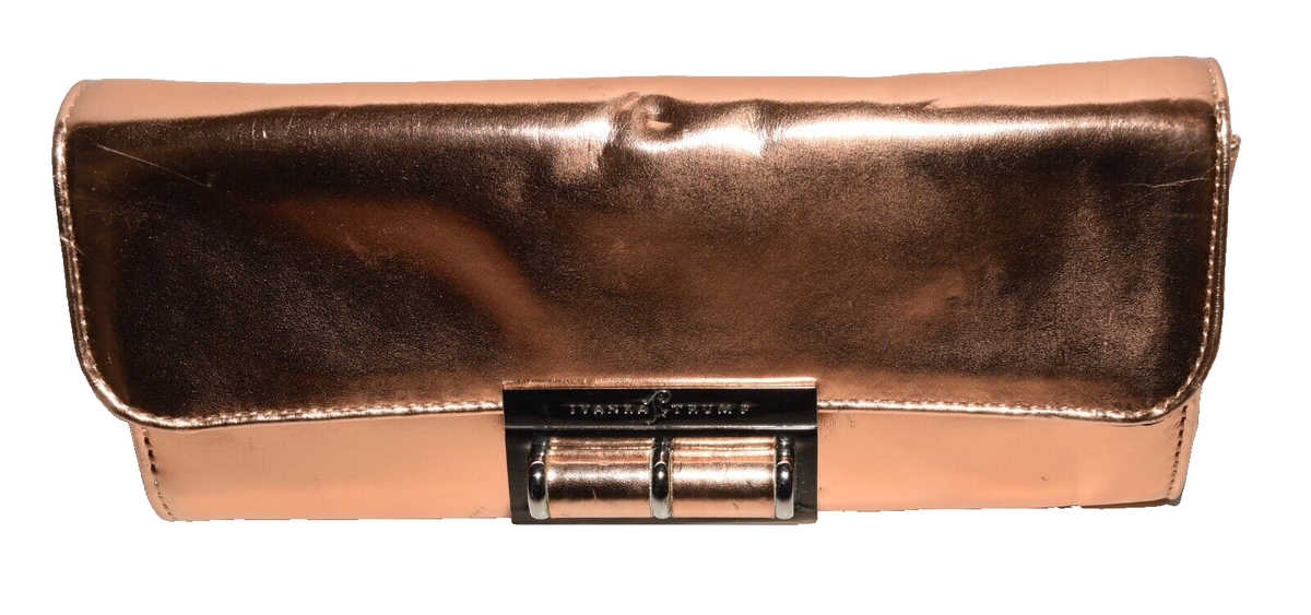 Ivanka Trump Metallic Gold Faux Leather Fold in Chain Strap Clutch