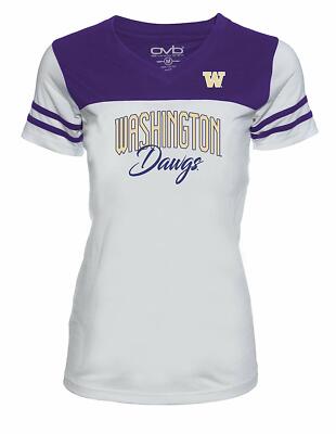 Old Varsity Brand Woman's NCAA Washington Dawg Football Tee Purple White Size XL