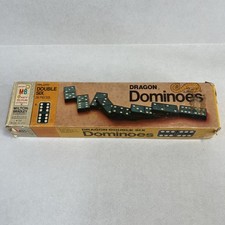 Vintage 1970 Milton Bradley Dragon Double Six Dominoes 28 Wood Pieces 4130 USA