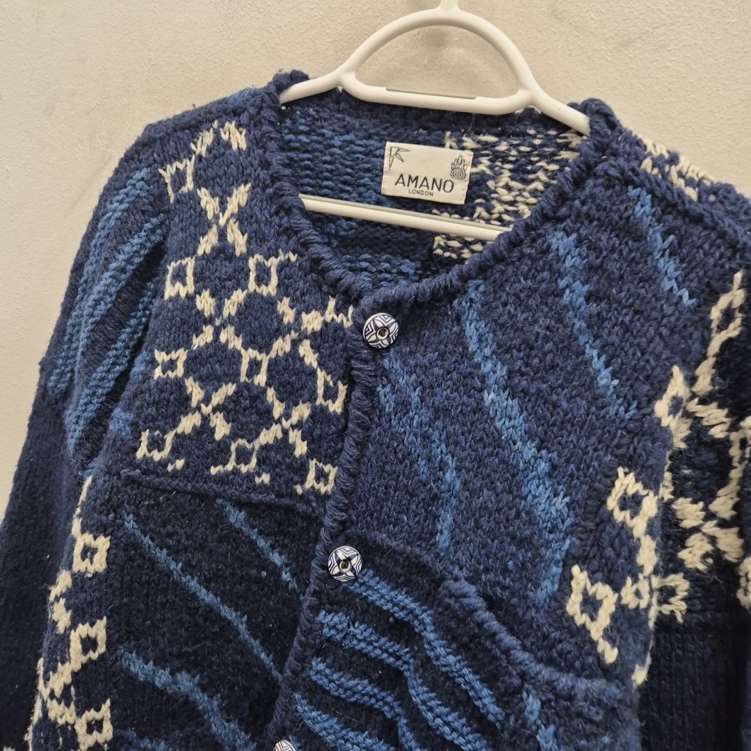 Amano Handknit Patchwork Wool Chunky Cardigan Jac… - image 2