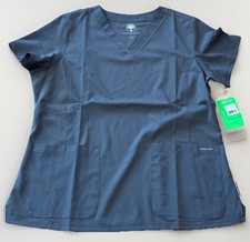 Healing Hands Scrub Size L V-neck Scrub Top 3700 Pewter Grey 2 Pockets Stretch