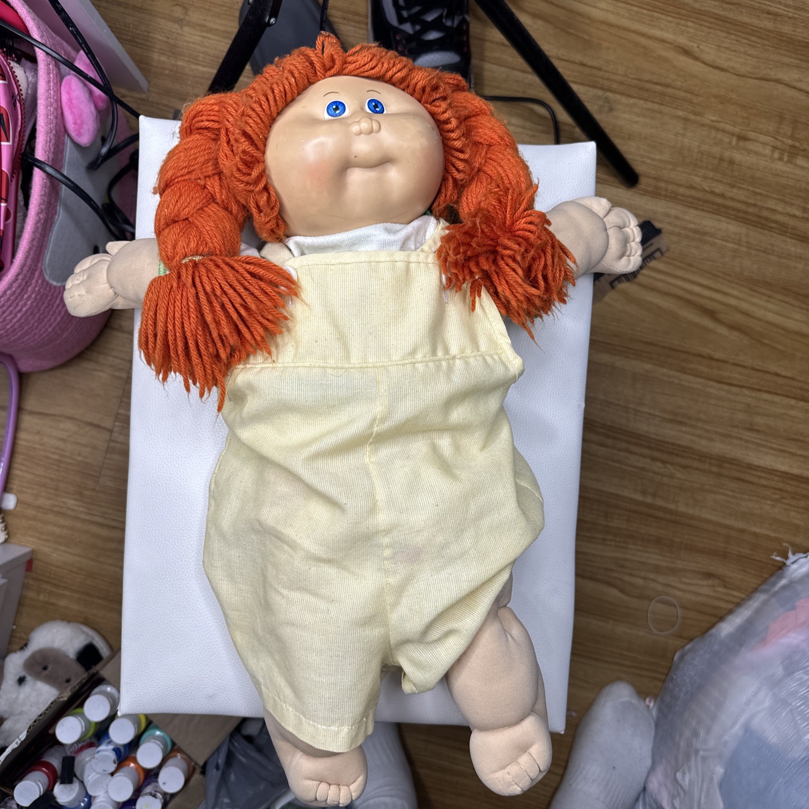 Vintage Signed Cabbage Patch Girl Doll with Red Yarn Hair and Blue Eyes by Xavier Roberts 1978-1982