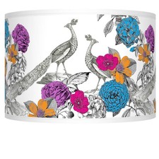 Print Lamp Shade Peacocks in the Garden Small 12x12x8.5 Spider Harp and Finial