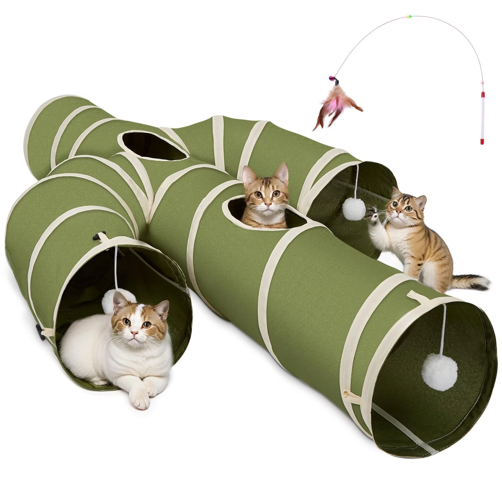 Cat Tunnel for Large Cats, 30cm Diameter, 4 Way Larger Cactus Shape H...