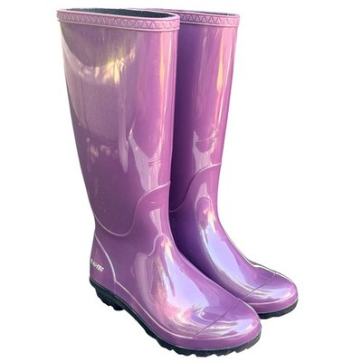 Hi-Tec Paddington Purple Glossy Tall Rubber Rain Boots Womens Size 5 USA Made