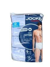 Jockey Men's 100 Cotton Full-Rise Briefs 4-Pack White Sz 42 StayCool Technology