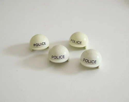 Playmobil (03c05) Lot of 4 Adult Hats Helmet White Police Vintage Yellowed