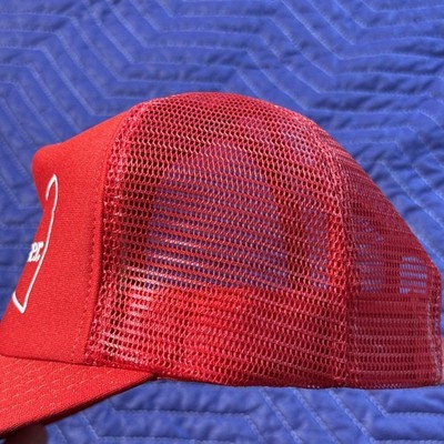Vintage Budweiser Made In USA Red Trucker Hat Mesh VTG 80s OG Logo