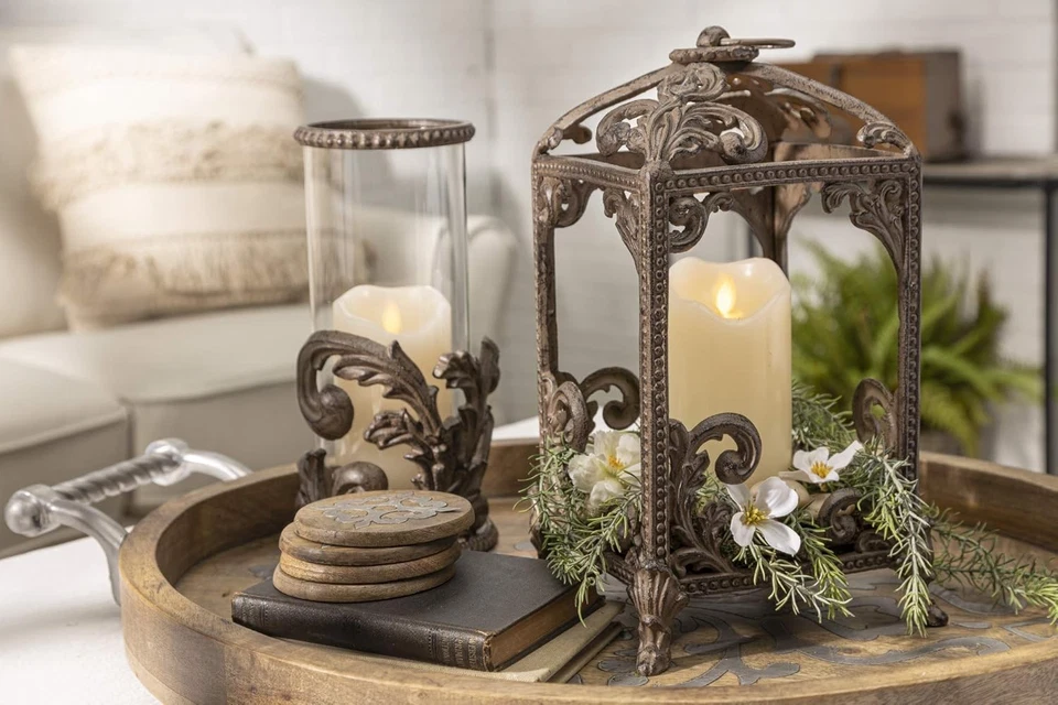 Linterna de aluminio fundido Acanthus 14" decoración para el hogar Foto 3 de 3