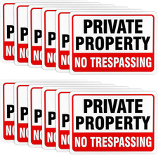 Reflective No Trespassing Signs 12 Pack 10x7 Aluminum Private Property Security