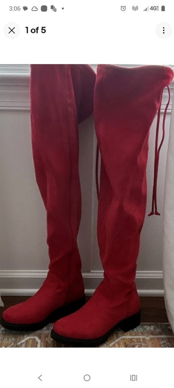 Tinstree Women’s Red Suede Over-the-Knee Zip Boots Size 9