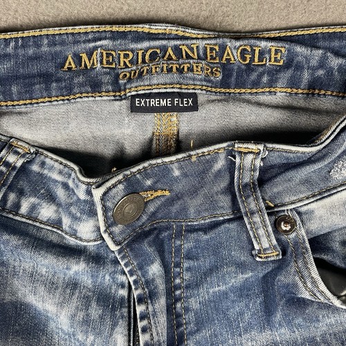 American Eagle Jeans Herren Größe 32 x 34 Slim Extreme Flex Acid Wash Denim Thrashed - Bild 4 von 9