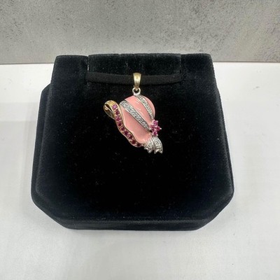 Nachlass Hut Anhänger in 10kt Gelbgold - 0,08ctw rosa Rubin, 0,02ctw Diamanten