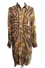 Finley USA Shirt Dress Multicolor Paisley Collared Button Long Sleeve Size M
