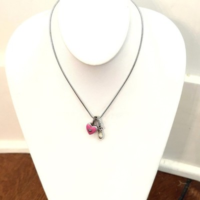Brighton Charm Necklace With Charms 16-18'' Ballet Shoe Dance Pink Candy Heart