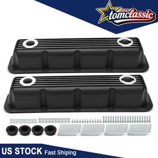 Black Finned Aluminum Valve Covers Fits 1992- Chrysler Dodge 5.2l 5.9l Magnum V8