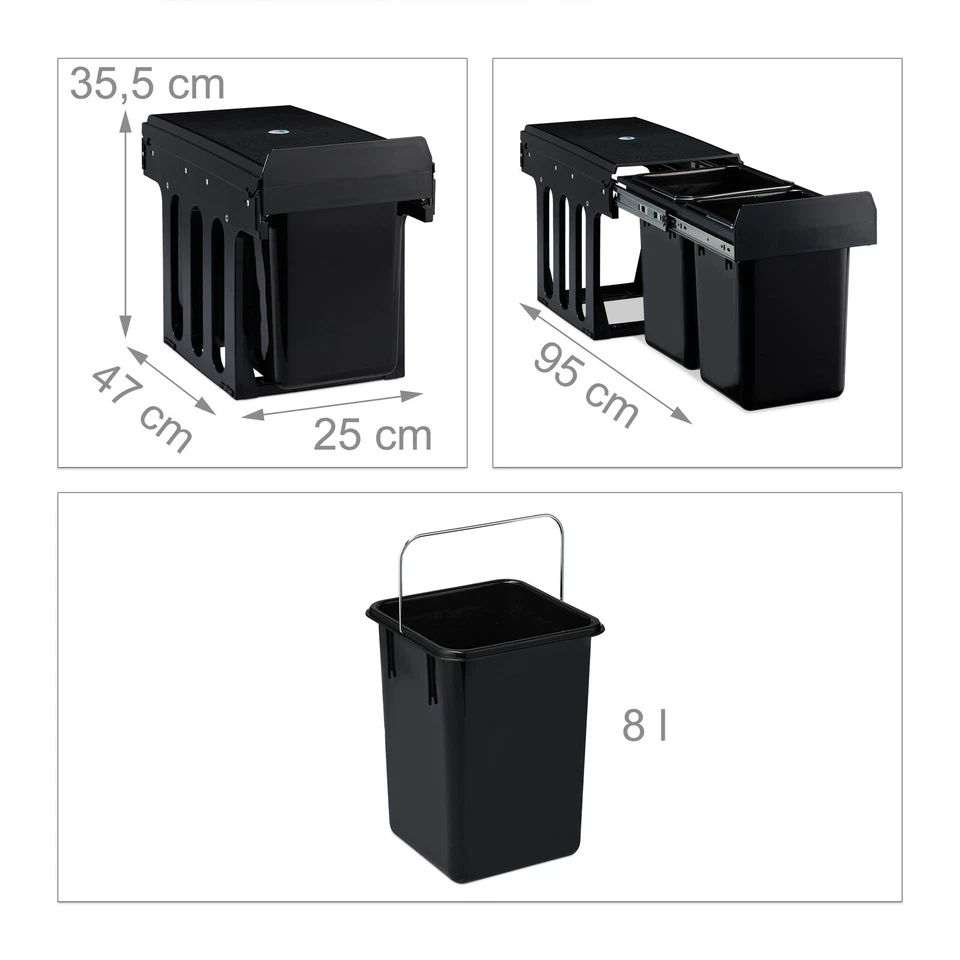 Einbaumülleimer Einbauabfalleimer Küchenabfallbehälter Doppelter Müllcontainer - Bild 4 von 4
