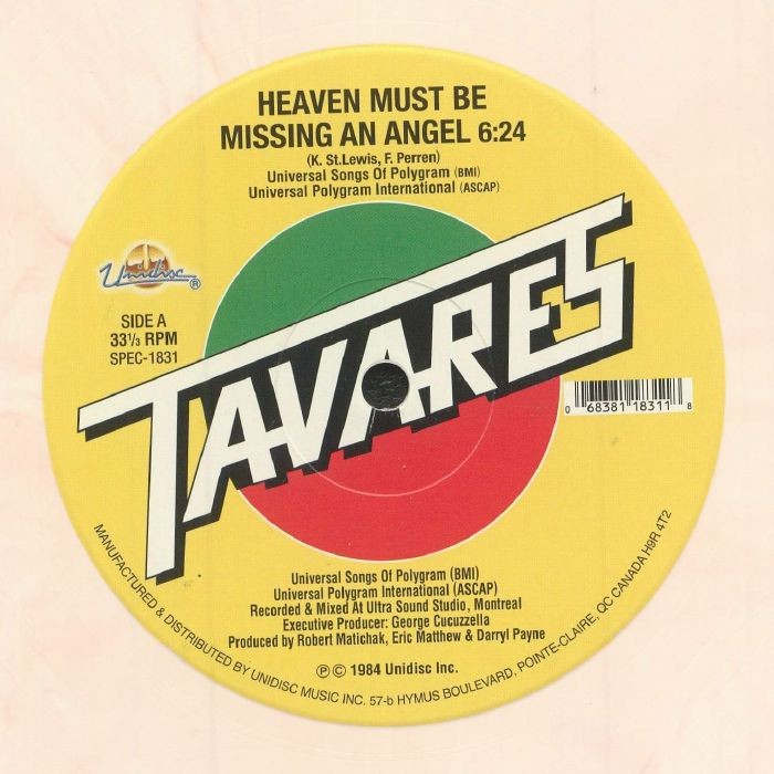 TAVARES - Heaven Must Be Missing An Angel - 180 gram pink marbled vinyl 12""