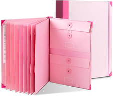 Premium Document Organizer with Expanding Folders for Important Papers (Pink)