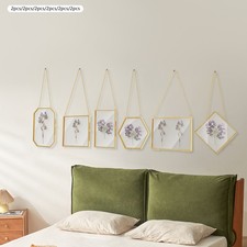 12 PCS Brass Glass Frame for Pressed Flowers, Metal Hanging Glass Display Frame