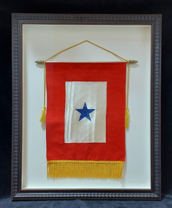 WWII Son In Service Blue Star Banner Flag Excellent Condition Framed Shadowbox