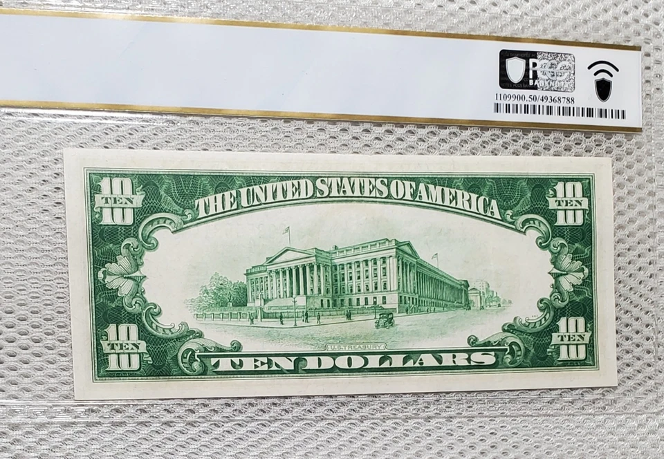1934 $10 Federal Reserve Note LGS Light Lime Green Seal Chicago, IL PCGS 50 Nice - Image 3 of 4