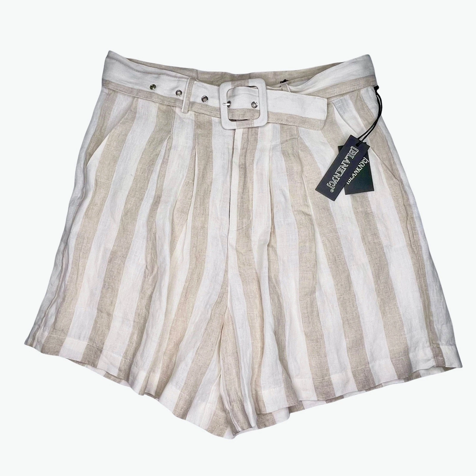 BlankNYC Linen Stripe Shorts Tan Cream Belt Size 29 NEW
Opens in a new window or tab