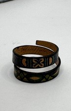 Embossed Dyed Leather Wrap Ring Size 7