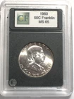 1960  FRANKLIN SILVER HALF DOLLAR - SLIGHT TONING (REF# FHD 46)