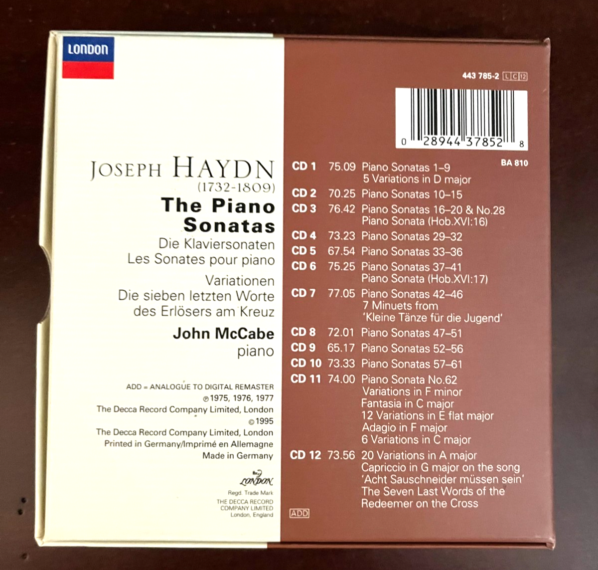 HAYDN The Piano Sonatas JOHN McCABE - 12CD Box Set Germany (Decca