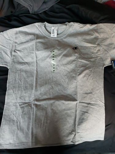 T-shirt maglietta nera Champion Authentic Wear grigia grande nuova con etichette uomo - Foto 1 di 5