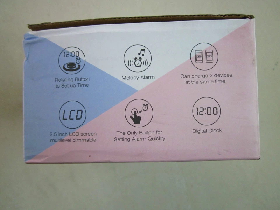 Mini Reloj Despertador Homtime C1 con Función de Carga y Puertos USB Nuevo Foto 2 de 4