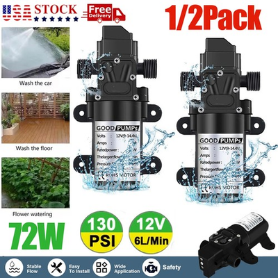 #ad 1 2PC Water Pump 130PSI Self Priming Pump Diaphragm High Pressure RV Auto Switch $14.98