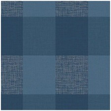 Image of Navy Opulent Check Wallpaper Textured Vinyl Modern Fabric Effect Squares