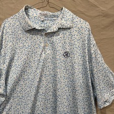 Peter Millar Summer Comfort Polo Shirt Mens XL All Over Print Drinks White