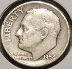 Silver Dime - Roosevelt - 1952-S (Rim ding.  Not-quite-flat in area of ding.)