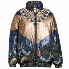 Farm Rio Tropical Borogodo Metallic Reversible Puffer Jacket Mixed Size Small