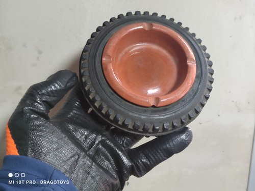 VINTAGE ASHTRAY TIRE ADVERTISING PORCELAIN RUBBER RARE BROWN COLOR NICE - Picture 6 of 24