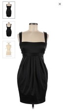 David Meister sleeveless black mini formal cocktail pleated dress size 6