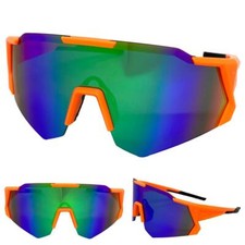OVERSIZE SPORTY WRAP AROUND Biker Cycling Fishing Shield SUNGLASSES Big Frame C3