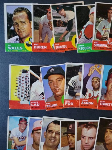 1963 Topps Baseball Cards - 36 Card Lot - Tommie Aaron | Ed Lopat | More! - Picture 2 of 6