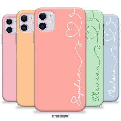 Personalisierte Handyhülle für iPhone 13 12 Pro Max 11 14 15 Name Silikon Pastell