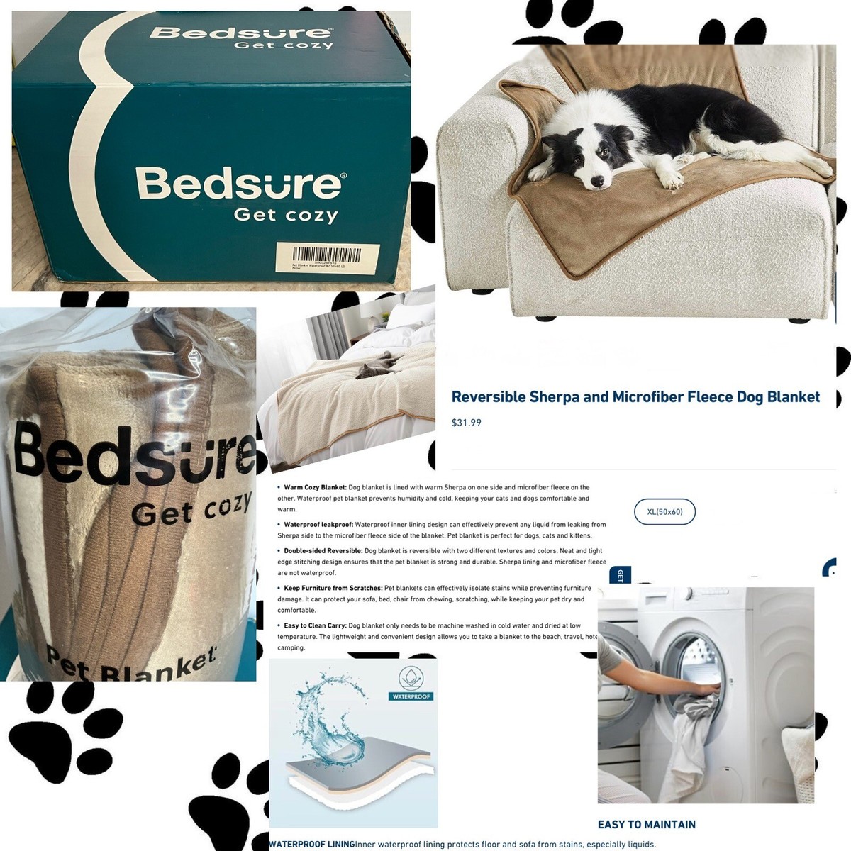 Waterproof Dog Blankets for Medium Pet Small Dogs Cat Blanket Washable for  Couch