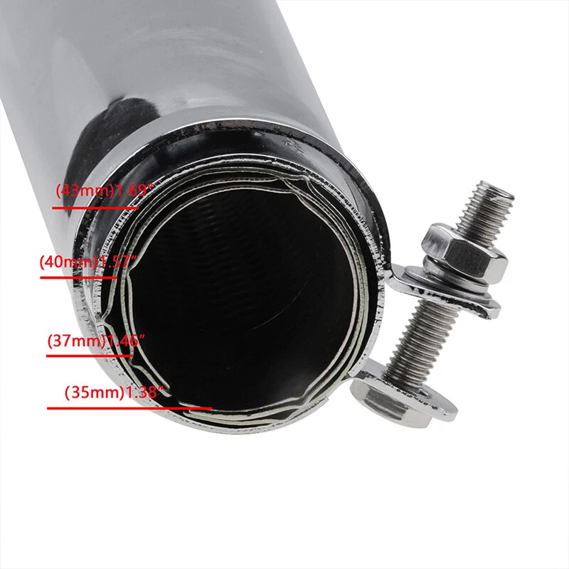 Pair For Honda CB350 CB360 Silver MT Cafe Reverse Cone Megaphone Exhaust Pipes - Image 4 of 4