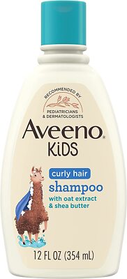 Aveeno Kids Curly Hair Shampoo with Oat Extract & Shea Butter, Gently Cleanses,