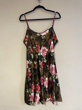 Sophia By Delicates Brown Floral Satin Chemise Slip Dress Nightie Sz Large