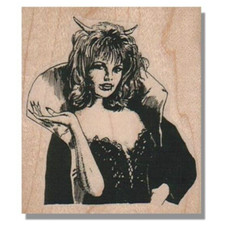 Mounted Rubber Stamp, PRETTY WITCH, Halloween, People,Lady, Woman, Hand, Costume