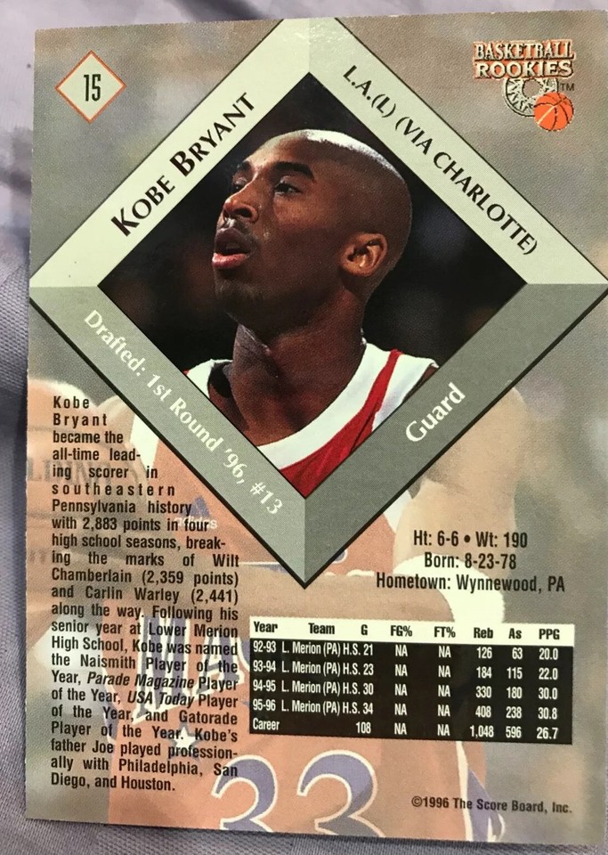 Kobe Bryant high school rookie card eBay