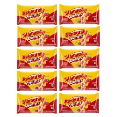 919498 10 x 84g PACKET STARBURST SWIRLERS CHEWY STICKS 2 IN 1 FLAVOURS