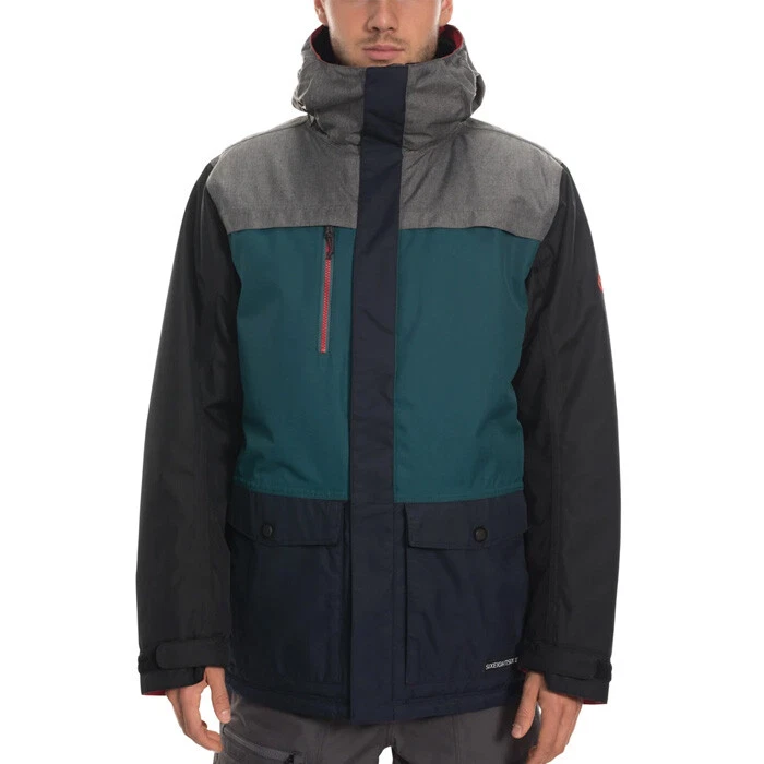 686 Men's ANTHEM Insulated Snow Jacket - Grey Melange Colorblock - Medium - NWT